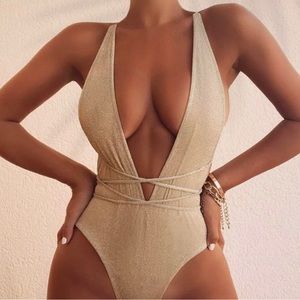 GOLD lemon lunar sparkle bathing suit 💛